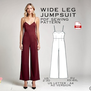 Weites Bein Jumpsuit Schnittmuster: Easy Latzhose (PDF Pattern)