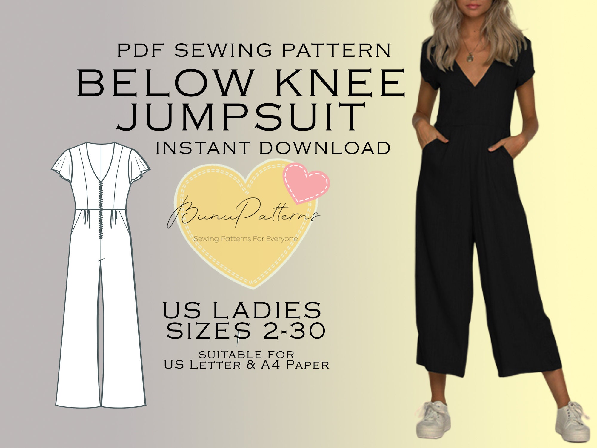 Surplice Jumpsuit Sewing Pattern Women Jumpsuit PDF Pattern - Etsy