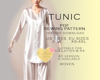 Tunic Sewing Pattern, Modest PDF Sewing Pattern Instant Download, Muslim Women Fashion Easy Digital Pdf, Ladies Sizes 00-32, Plus Size