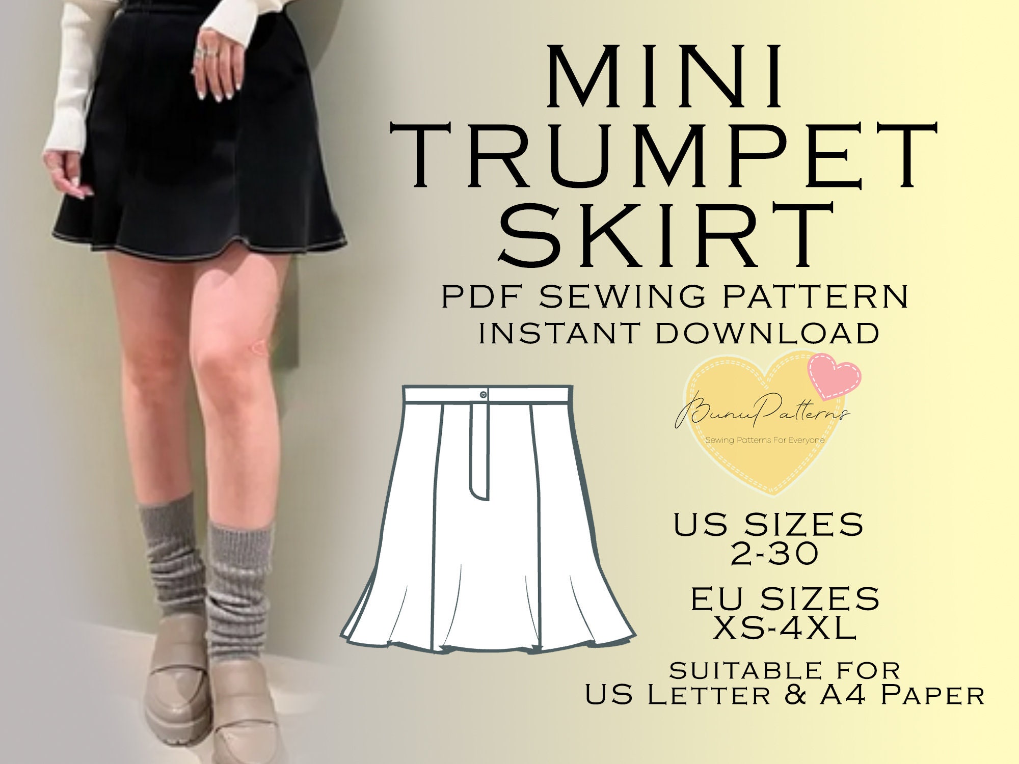 Trumpet Skirt Mini Sewing Pattern Layered PDF Sewing Pattern - Etsy