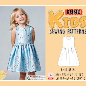 Girls Gathered Dress Sewing Pattern: Sleeveless Design, Sizes 2T-16Y (PDF Pattern)
