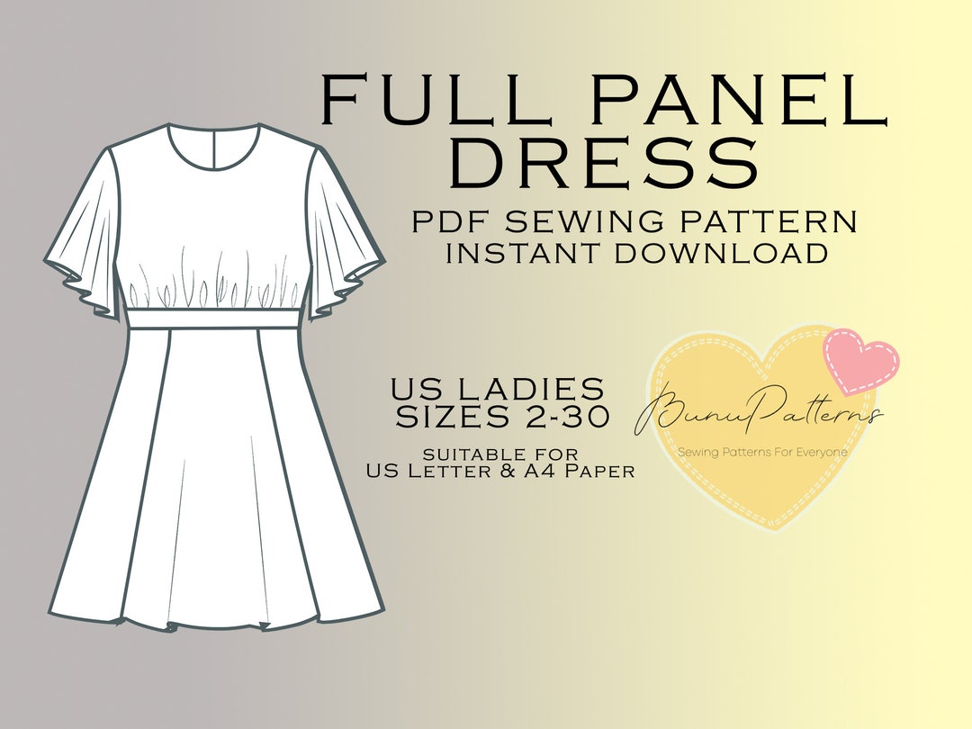 Full Panel Dress Sewing Pattern Above Knee Dress PDF Sewing Etsy