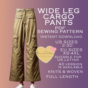 Cargo Pants Sewing Pattern, PDF Sewing Pattern Instant Download, Easy ...