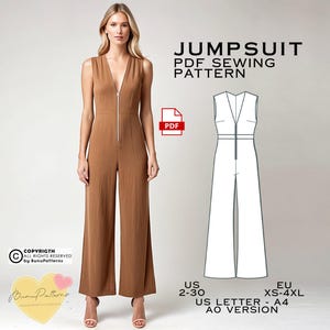 Wide Leg Jumpsuit Sewing Pattern: Palazzo Capri (PDF Pattern)