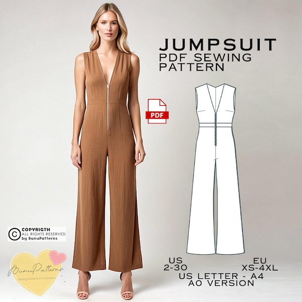 Patron de couture combinaison ample : capri palazzo (Patron PDF)