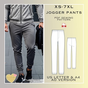 Men's Jogger Sewing Pattern: Plus Size Sweatpants (XS-7XL) (PDF Pattern)