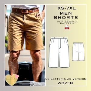 Men Shorts Sewing Pattern, Pleated Trousers PDF Sewing, Instant Download, Man Sewing Patterns, Xs-7xl, Plus Size Pattern, Summer Pants