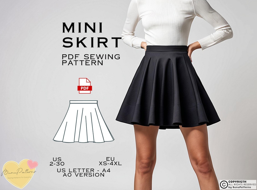 Mini Skater Skirt Sewing Pattern Easy Plus Size (PDF Download) Etsy