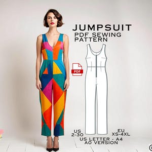 Top Tank Jumpsuit Sewing Pattern: Easy Plus Size (PDF Download)