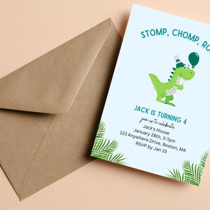 Editable, Dinosaur Birthday Invitation, Dinosaur Birthday Invite, jurassic, trex, dinosaur party, dinosaur birthday, INSTANT DOWNLOAD