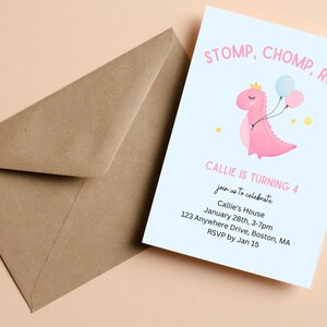 Editable, Dinosaur Birthday Invitation, Dinosaur Birthday Invite, jurassic, trex, dinosaur party, dinosaur birthday, INSTANT DOWNLOAD