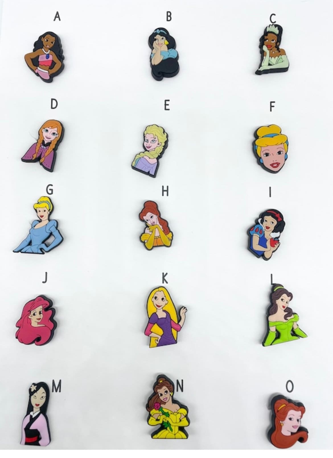 15styles Cute Disney Princess Shoe Decor Accessory for Croc Charms  Decoration PVC for Crocs Accessories Cartoon