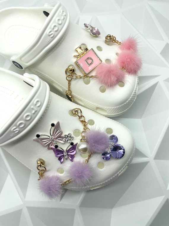 Cute Croc Chains, Beaded Chains, Pink or Purple Shoe Chains, Shoe