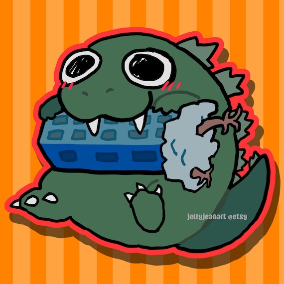 Godzilla Sticker, Waterproof Decal with Cute Chibi Design The