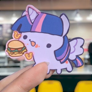Adesivo de vinil sem bordas Chibi Hay Burger Eater