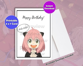 Anime Birthday Card, Printable Birthday Card, Anime Greeting Card ...