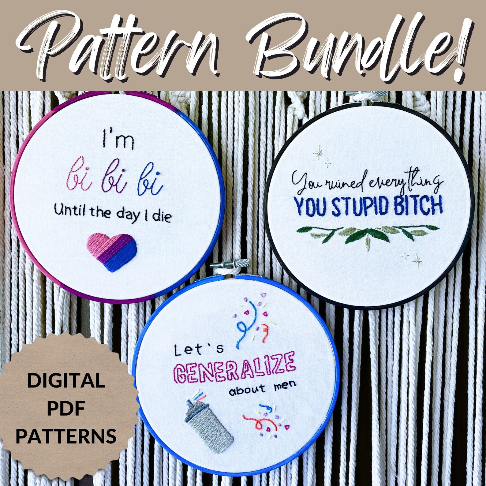 Crazy Ex-girlfriend Hand Embroidery Pattern Bundle DIY Gifts You Ruined ...