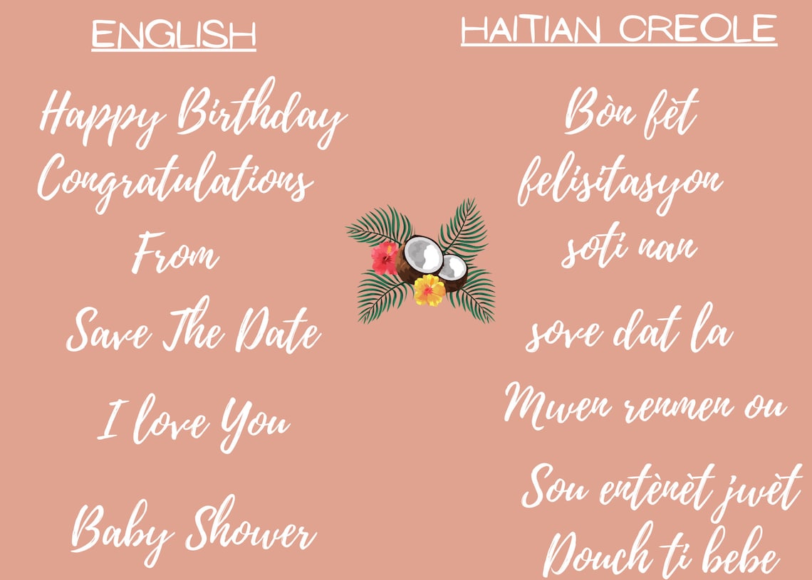 Happy Birthday Card, Haitian Creole Birthday Card, Printable, Custom