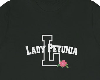 Towary z akademii Zodiaku — koszulka Varsity Lady Petunia Geraldine Grus