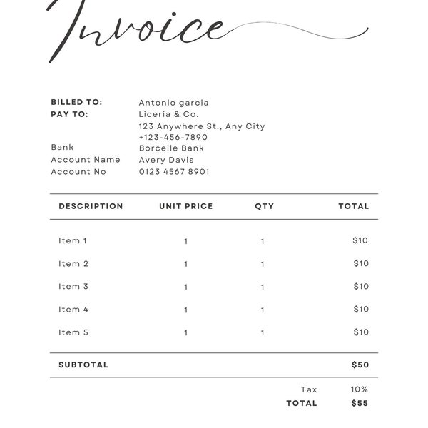 2024 Invoice Etsy