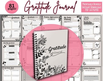 Gratitude Journal Mindfulness Planner| Gratitude Printable| Self Care Planner| Daily Journal| Gratitude Jar| Self Care Activities| Journal