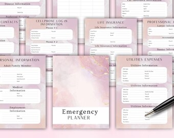 Emergency Planner, Just In Case of Emergency, What If Planning, End of Life Planning, Medical Binder, Life Planner Organizer Printable
