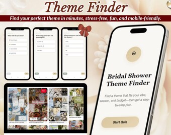 Bridal Shower Theme Finder Quiz App Interactive Party Planner Wedding Shower Ideas Instant Download Guide Classic Coastal Bridal Weekend