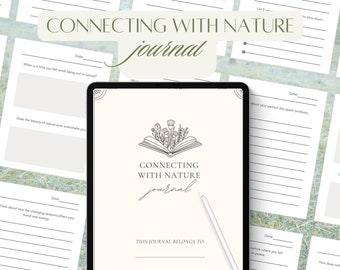 Connect With Nature Journal, Gratitude Journal, Self Care Journal, Printable Journal, Nature lovers gift, Reflection Journal, Goals Manifest