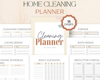 Cleaning schedule Printable House Cleaning Planner Weekly Cleaning Checklist Declutter Family Chore Chart Household planner