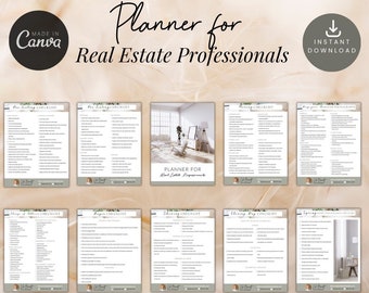 Neutral Planner for Realtors Printable Goal Chart Real Estate Business Planner Realtor Goals & Closing Tracker Editable planner