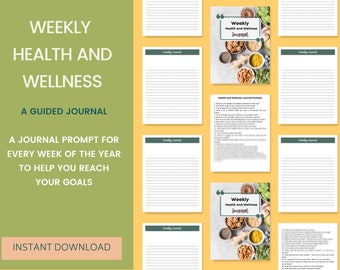 Health and wellness journal, weight loss journal, weekly journal, health goals, weight loss goals, Instant Download, PDF, US Letter