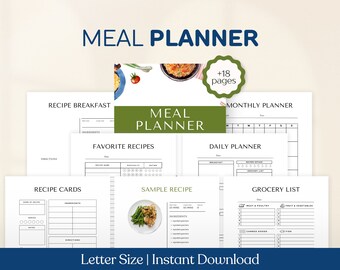 Planner Meal Prep Daily Food Journal Recipe Planner Weekly Monthly schedule Planning Wellness Nutrition Weightloss gLP 1 Planner