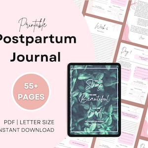 Diario posparto de 6 semanas / Diario imprimible / Salud mental del embarazo / Diario digital guiado / Bienestar femenino / Diario de mamá / Baby Shower