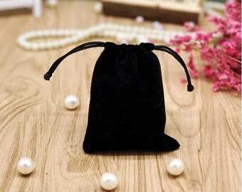 Bolso de joyería de terciopelo negro, bolso de regalo de lujo, bolso de terciopelo pequeño, bolso de protección de joyas, envoltura de regalo clásica, bolso de terciopelo asequible