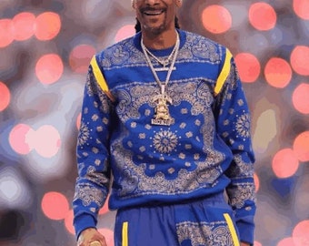 Snoop Dogg Blue Bandana Tracksuit | Men's Bandana Style Printed Tracksuit