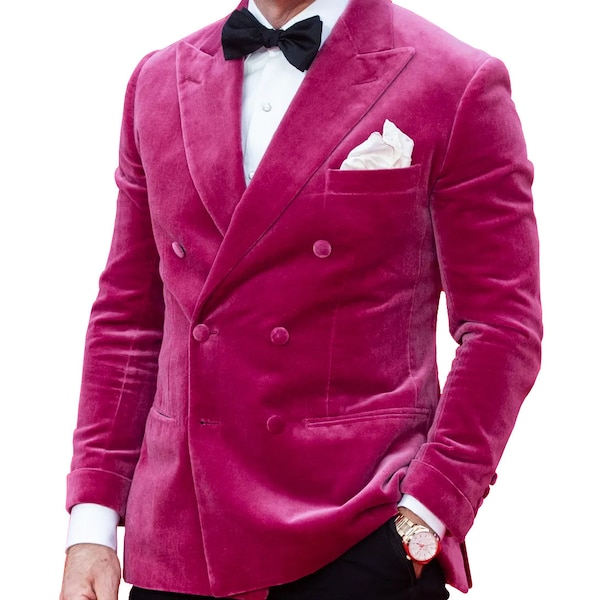 Men's James Bond Pink Velvet Blazer - Pink Velvet Blazer for Men