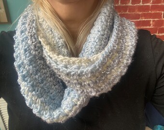 Sparkly Silver and Light Blue Infinity Scarf