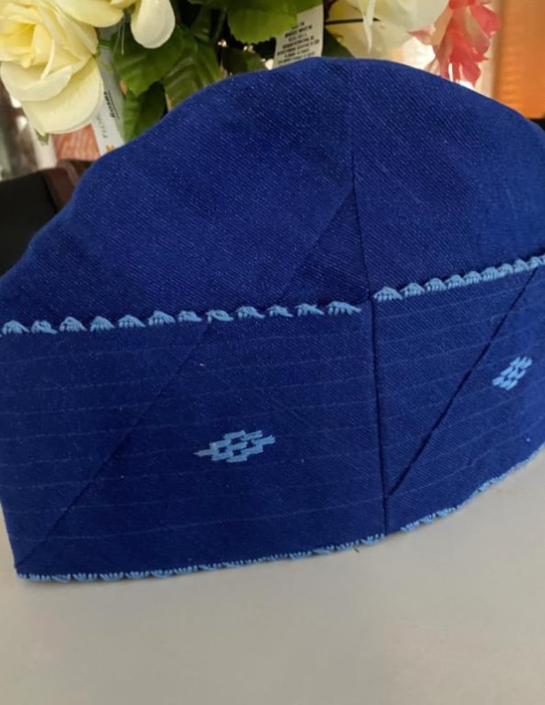 Aso oke Fila, Men hat, men cap wedding attire quality Hand woven Aso Oke cap image 2