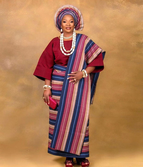 Pieces Set Aso Oke for Women, Buba/iro/gele/ipele for Wedding