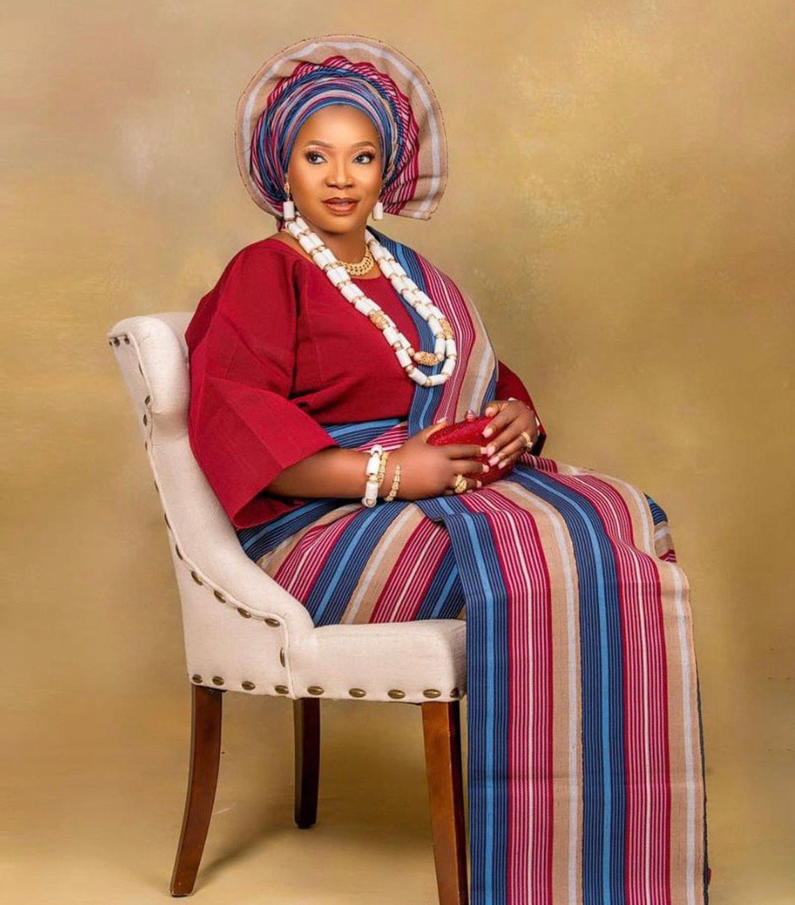 4 Pieces Set Aso Oke for Women, Buba/iro/gele/ipele for Wedding and ...