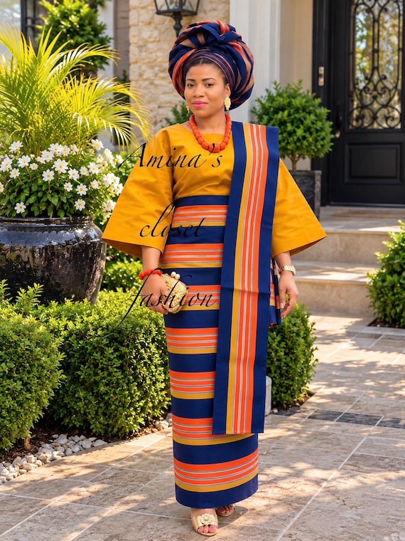 Buba  and iro Aso oke .  4 set Aso Oke for women, Buba/Iro/Gele/Ipele for traditional events . quality Aso Oke cotton fabric