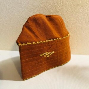 Aso oke Fila, Men hat, men cap wedding attire quality Hand woven Aso Oke cap image 7