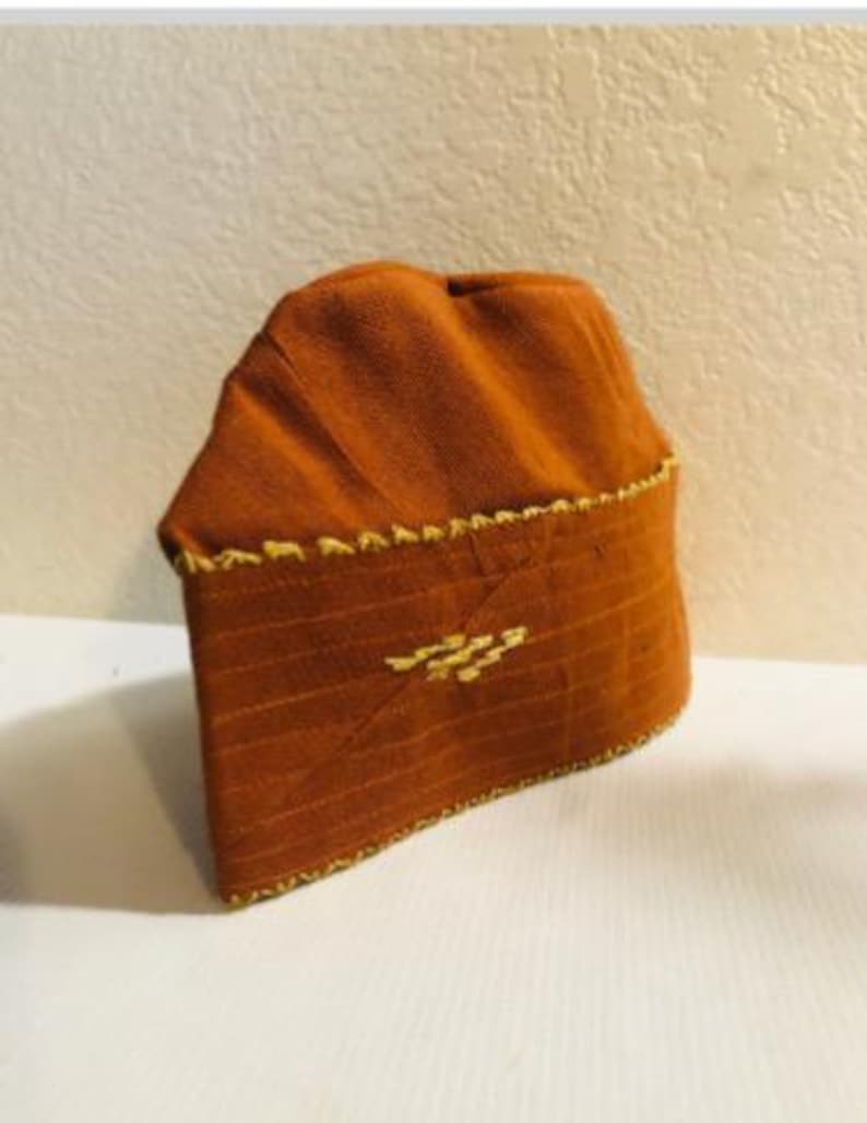 Aso oke Fila, Men hat, men cap wedding attire quality Hand woven Aso Oke cap image 7