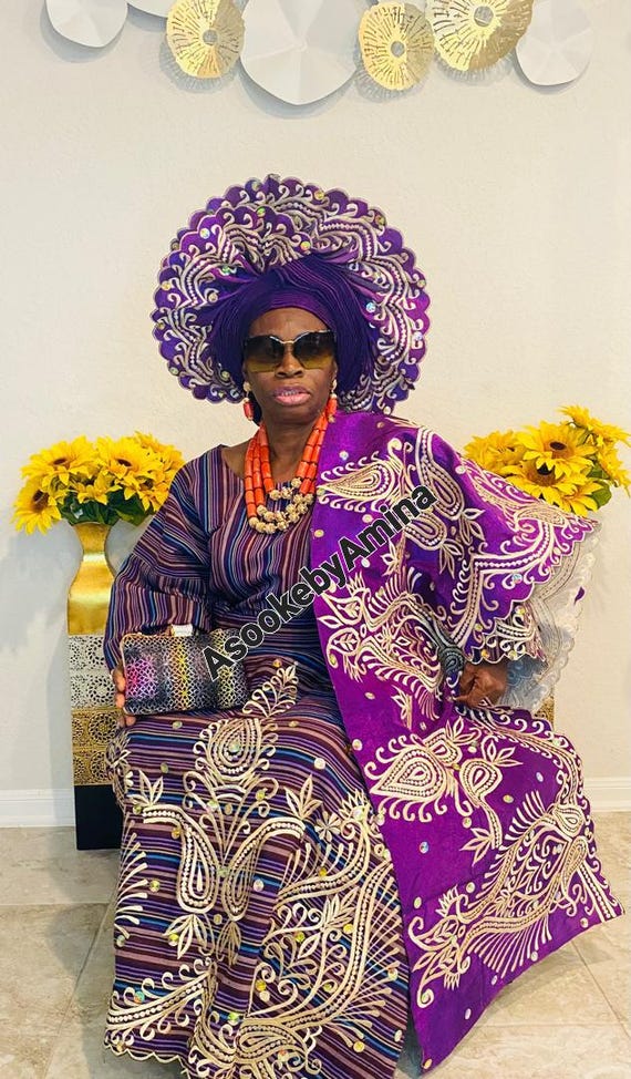 Aso oke 4 pieces set Aso Oke for women, Buba/Iro/Gele/Ipele for wedding and special occasions.