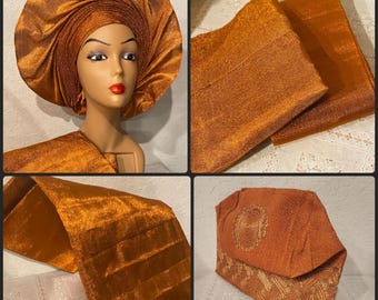 VIP wedding Aso oke Aso ebi, burnt orange for wedding events and traditional attire