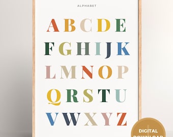 Rainbow Alphabet Print, Educational Wall Art, Homeschool Prints, Montessori Classroom, Kids Room Decor, Printable Wall Art, Digital Download