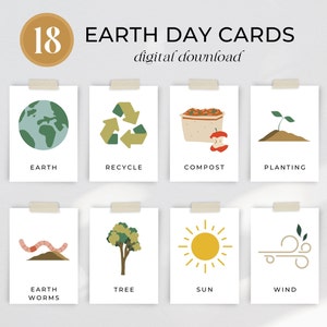 Cartes-éclair imprimables du jour de la Terre, activité Montessori, école à la maison, maternelle, imprimable, éducatif, imprimable, téléchargement numérique immédiat