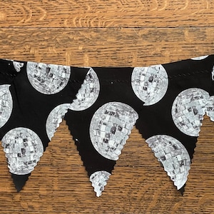 Disco Ball Fabric Bunting, Triangle Fabric Banner, Highchair Banner, Fabric Garland