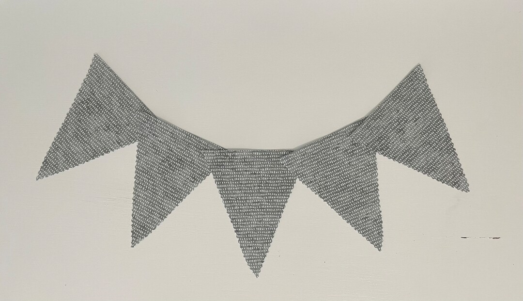 Gray and White Fabric Bunting, Triangle Fabric Banner, Garland ...