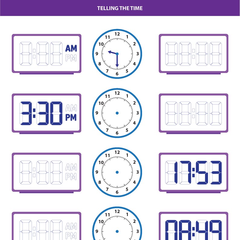 telling-the-time-worksheets-etsy